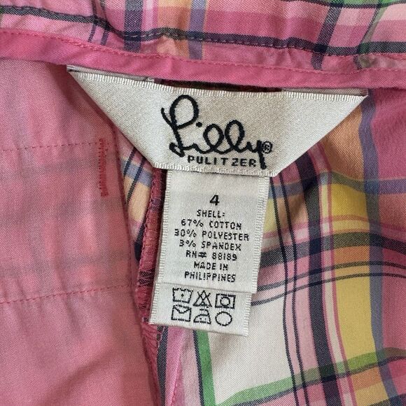 Vintage Lilly Pulitzer Main Line Fit Cropped Capri Pants Size 4 Pink Plaid - Picture 11 of 12